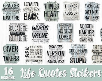 Life Quotes Stickers Png, Funny Stickers Png, Printable Motivation Stickers, Sarcastic Stickers Png, Mental Health Png, Empowerment Png
