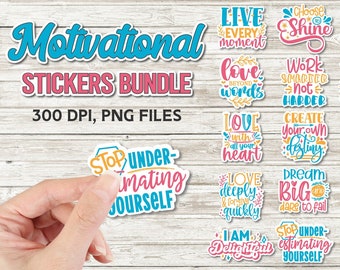 Motivational Stickers PNG Bundle, Print And Cut Stickers, Mental Health Stickers PNG, Printable Planner Stickers, Inspirational Quotes Png
