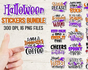 Halloween Stickers Png, Funny Witch Stickers Png, Spooky Png, Water Bottle Sticker Png, Haunted Png, Creepy Png, Witchcraft Png, Sorcery Png