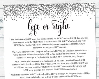 Left Or Right Bridal Game, Bridal Shower Prize Game, Pass The Prize Game, Wedding Shower Prize Game, Right Or Left Game, Fun Bridal Game