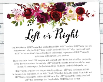 Left Or Right Bridal Game, Bridal Shower Prize, Pass The Prize Game, Right And Left Game, Bridal Shower Centerpiece, Bachelorette Prize Game