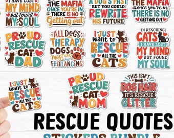 Cat Dog Rescue Stickers Png, Pet Rescue Png, Animal Rescue Printable Stickers, Cat Lover Png, Dog Lover Png, Cat Mom Png, Cricut Sticker Dog
