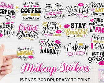 Beauty Stickers Png, Makeup Stickers Png, Cosmetics Png, Glam Png, Printable Stickers, Fashion Png, Mascara Png, Makeup Artist Png, Lipstick