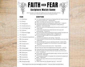 Faith Over Fear Scripture Matching Game, Christian Bible Study Activity for Groups, Youth Ministry & Women’s Fellowship, Digital Download