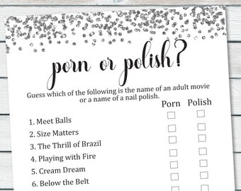 Porn Or Poland Game, Bridal Shower Porn Or Polish, Bachelorette Party Game, Bridal Naughty Game, Silver Confetti Poland Or Porn, Bridal Game