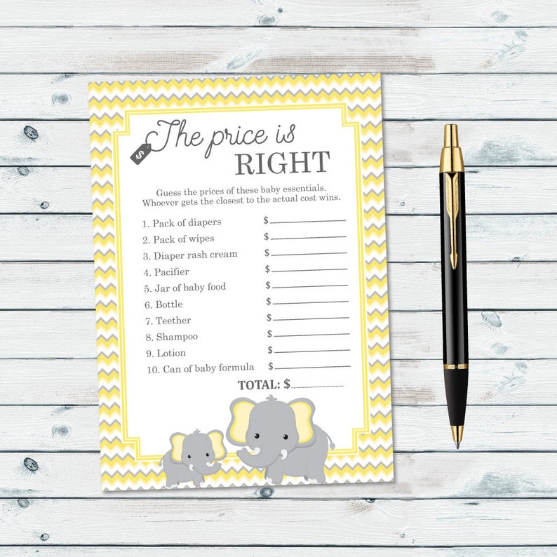 The Value Is Instantly Kid Shower Recreation Printable, Yellow Elephant Expense Is Immediately, Child Value Is Directly, Gender Impartial Youngster Shower Video game picture regarding Price is Right Baby Shower Game Printable called The Value Is Directly Little one Shower Video game Printable, Yellow Elephant Value Is Instantly, Boy or girl Expense Is Straight, Gender Impartial Little one Shower Video game