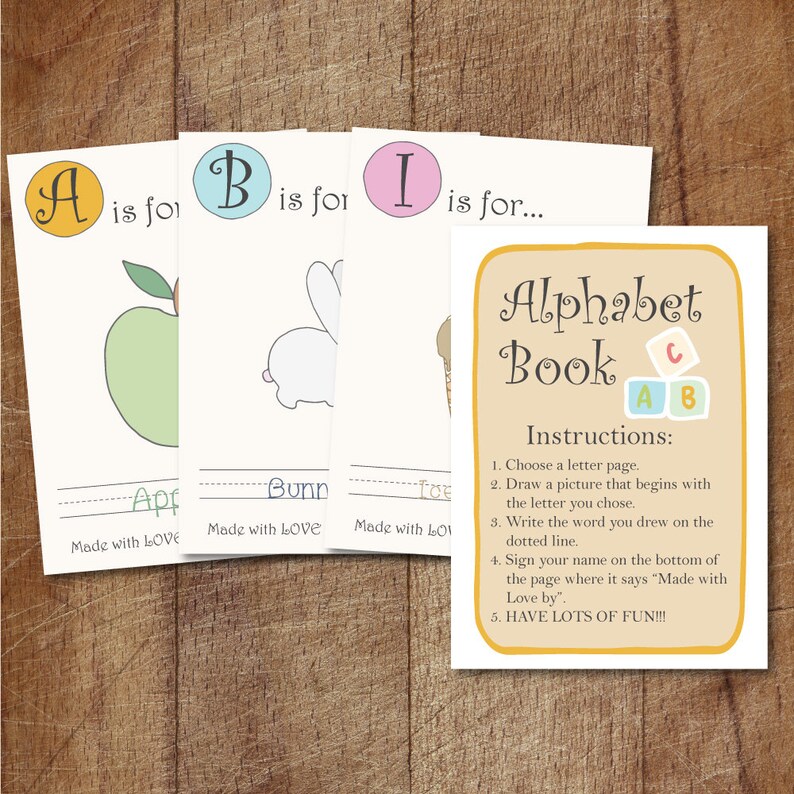 Alphabet Book Baby Shower Game Printable Babys First Etsy Canada