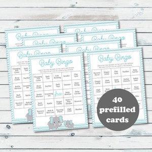 Elephant Baby Shower Bingo Cards Printable Bingo Cards Baby - Etsy