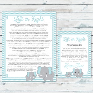 Left Or Right Baby Shower Game, Pass The Prize Baby Game, Blue Elephant Games, Baby Shower Prize Game, Right Left Game, Pass The Gift Game
