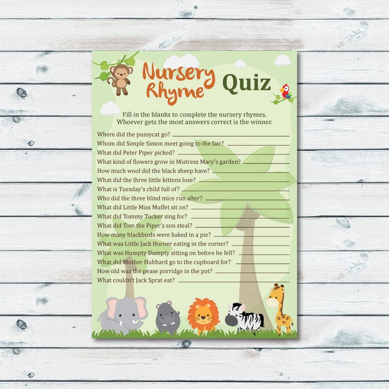 Nursery Rhyme Activity Printable, Complete The Nursery Rhyme, Safari Rhyme Quiz, Boy or girl Shower Quiz, Nursery Rhymes Quiz, Jungle Pets Shower Quiz picture relating to Rhyming Game Printable known as Nursery Rhyme Recreation Printable, Close The Nursery Rhyme, Safari Rhyme Quiz, Kid Shower Quiz, Nursery Rhymes Quiz, Jungle Pets Shower Quiz