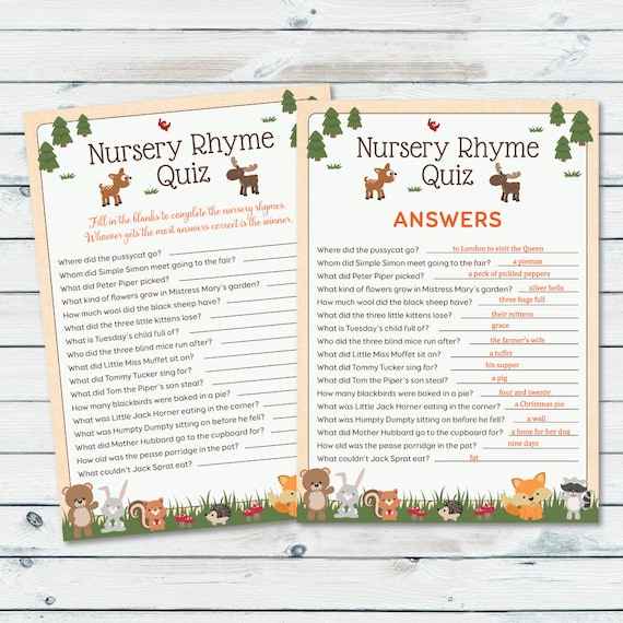 nursery rhyme quiz answers