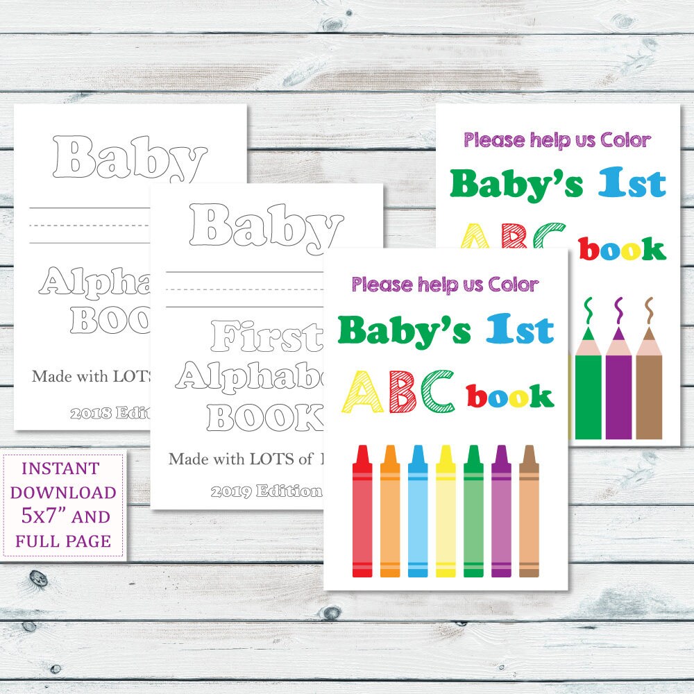 Alphabet Book Baby Shower Game Printable Baby Alphabet Book Etsy