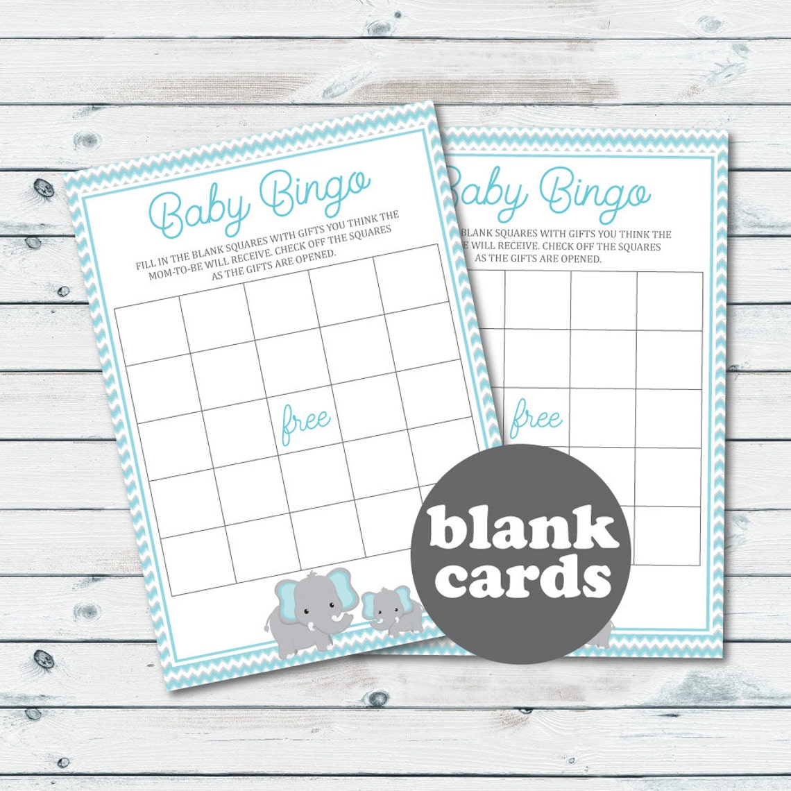 Elephant Baby Shower Bingo Cards Printable Bingo Cards Baby - Etsy