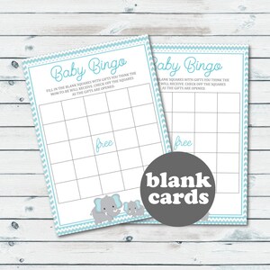 Elephant Baby Shower Bingo Cards Printable Bingo Cards Baby - Etsy