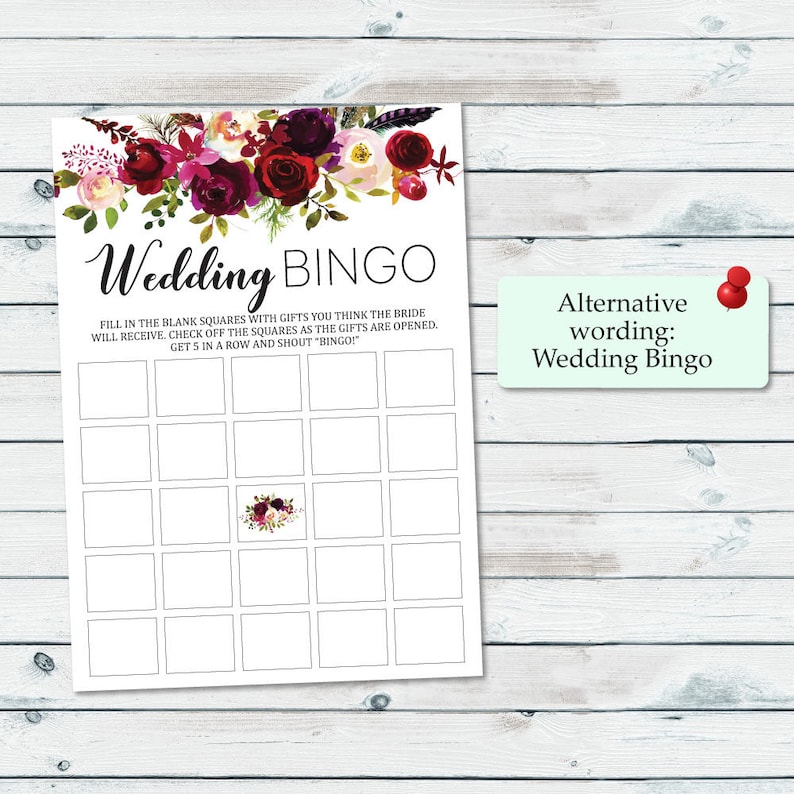 Blank Bridal Shower Bingo Template