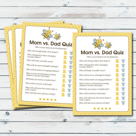 Fonkelnieuw Mom Vs Dad Quiz Baby Shower Game Printable Baby Shower Game | Etsy VD-59