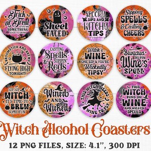 Halloween Coasters Png, Funny Witch Coaster Png, Car Coaster Png, Drink Coaster, Alcohol Coaster Png, Sublimation Coaster, Spooky Coaster