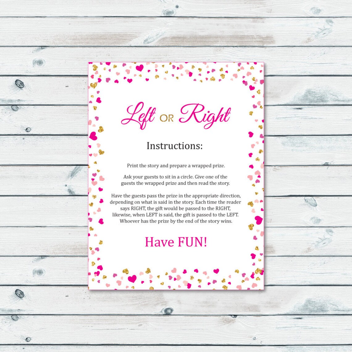 Left or Right Bridal Shower Game Pass the Prize Bridal Game Etsy UK
