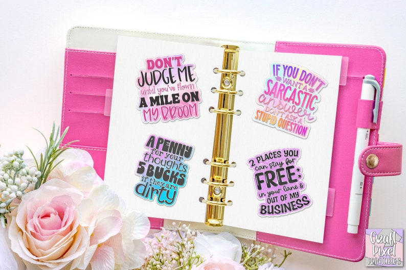 Sarcastic Stickers Png Bundle, Funny Printable Stickers Png, Cricut Print And Cut Stickers, Planner Stickers Png, Snarky Digital Stickers image 7