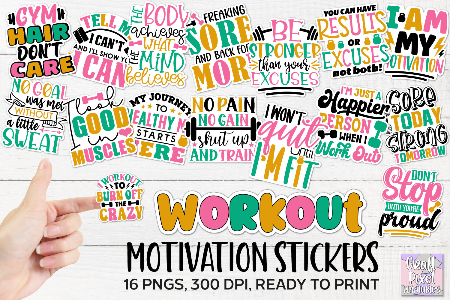 Fun Exercise Sticker Workout Motivation Stickers Png, Weighloss Print and Cut Stickers ...
