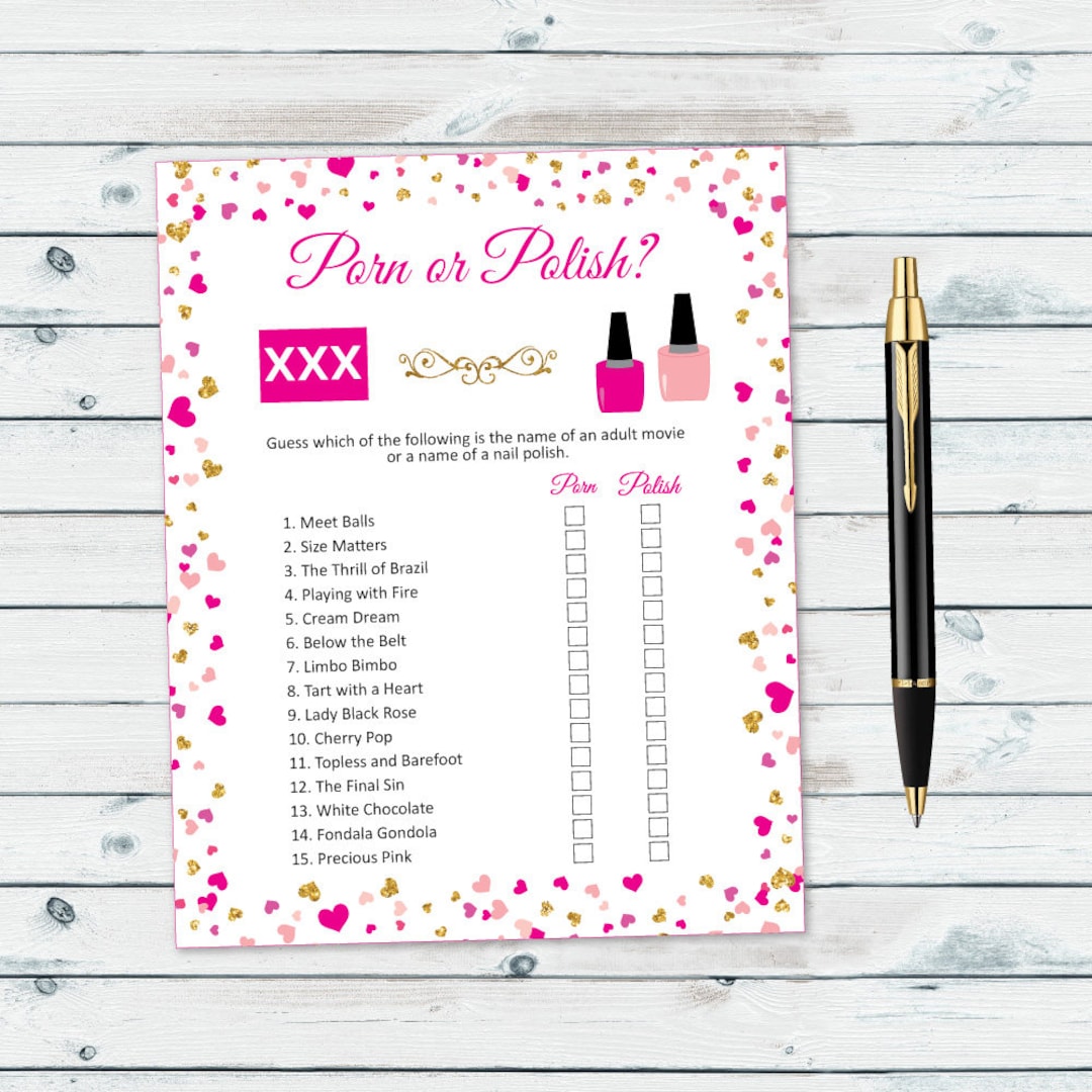 Porn or Polish, Pink and Gold Nail Polish Game, Naughty Bachelorette Game,  Hen Party Games, Film or Polish, Porn or Polish Guessing Game - Etsy UK