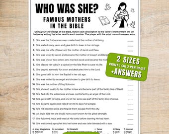 Mothers in the Bible Game, Christian Women’s Church Activity, Mother’s Day Bible Quiz (Digital Download)
