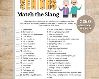 Senior Activity Printable, Match the Slang Game for Seniors, Group Game for Elderly (Digital Download)