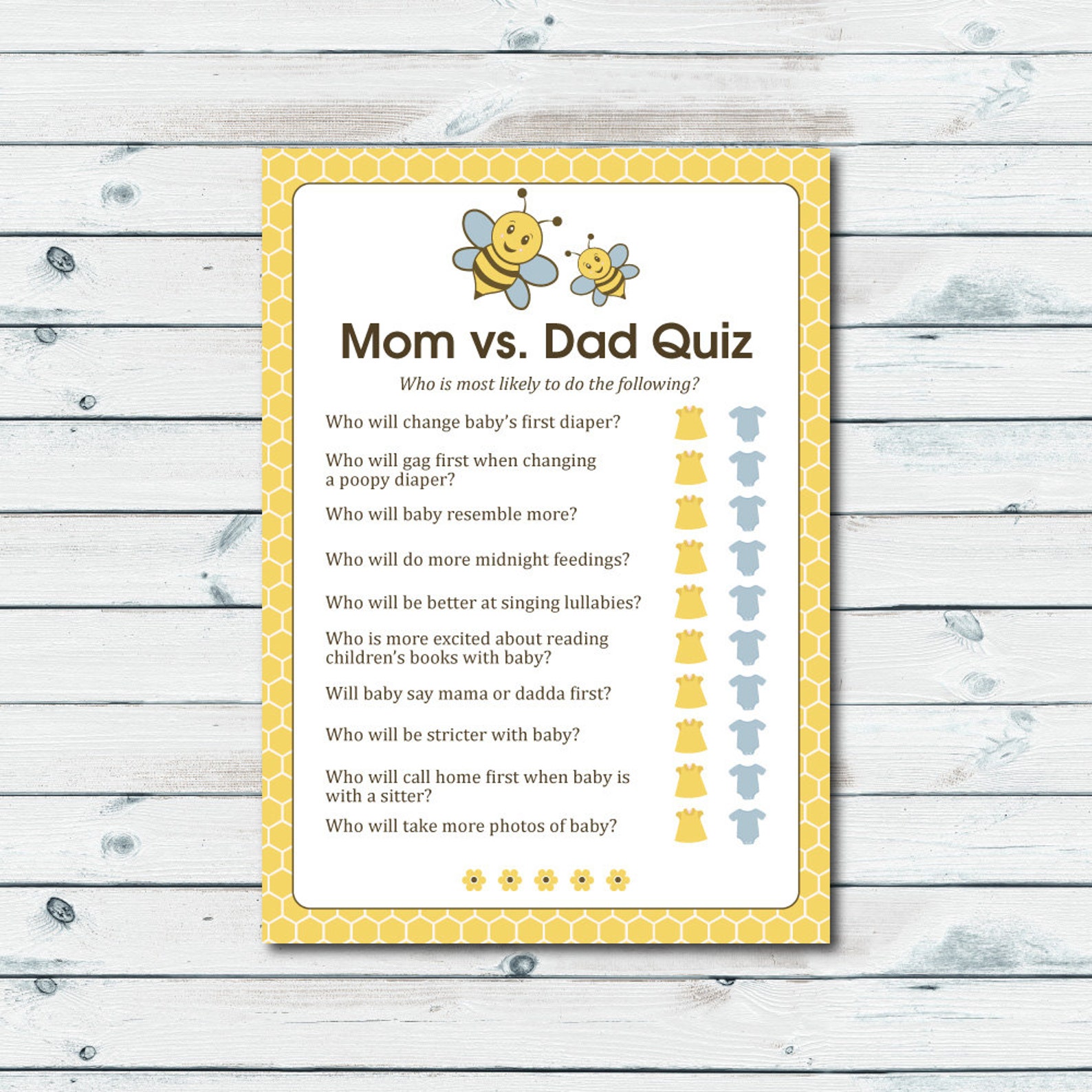 Mom Vs Dad Quiz Baby Shower Game Printable Baby Shower Game Etsy