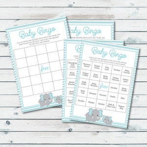Elephant Baby Shower Bingo Cards Printable Bingo Cards Baby - Etsy