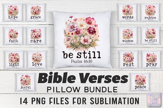 Bible Verse Sublimation Bundle, Pillow Png Religious, Christian Png, Pillow Saying, Worship Png, Scripture Sublimation, Floral Png Designs