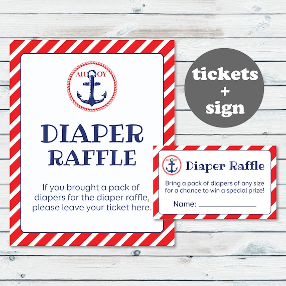 nautical diaper raffle ticket printable diaper insert ticket etsy