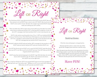 Left Or Right Bridal Shower Game, Pass The Prize Bridal Game, Pink And Gold Confetti Bachelorette Game, Bridal Shower Prize, Pass The Gift