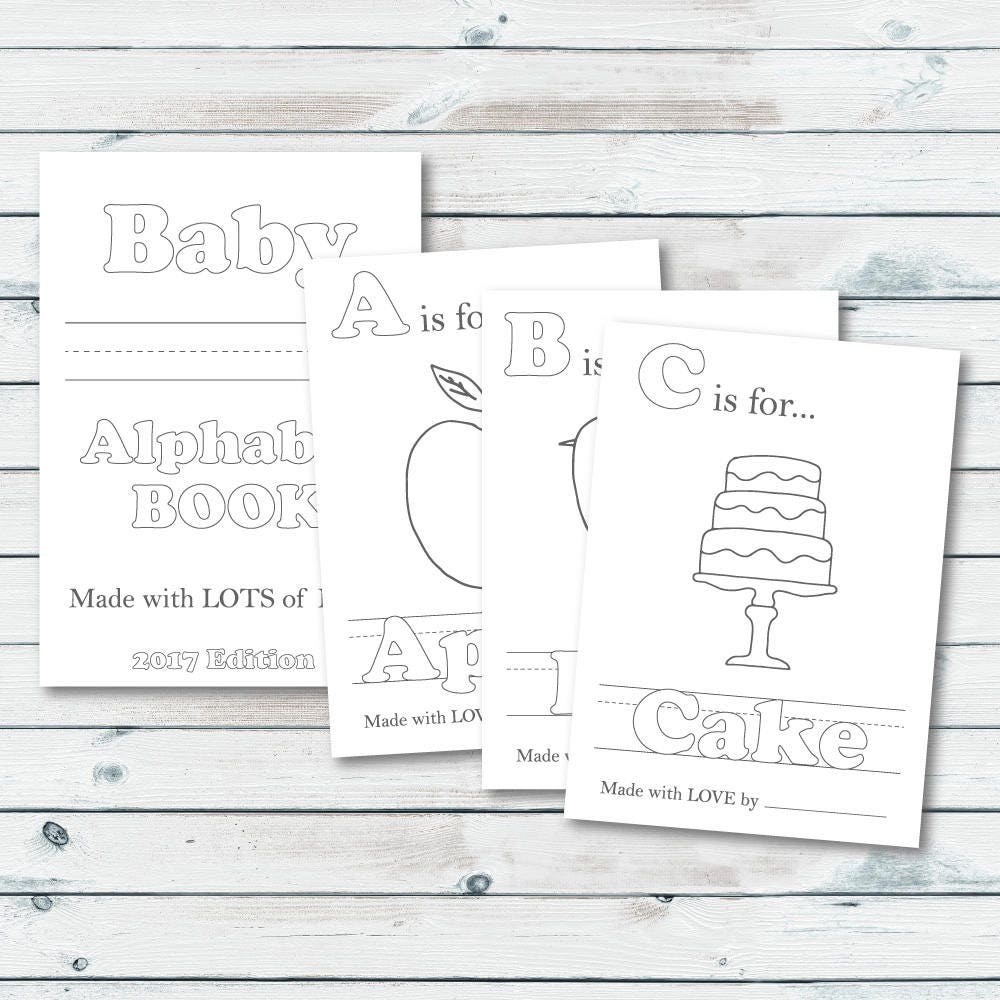 Alphabet Book Baby Shower Game Printable Baby Alphabet Book Etsy