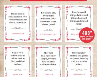 Love Bible Verse Cards Printable | Scripture Valentines for Adults | Christian Valentine Cards | Faith Based Valentine Printable