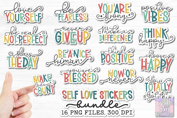 Self Love Stickers, Stickers PNG, Motivational Stickers PNG, Printable Affirmation Stickers, Print And Cut Stickers, Mental Health Stickers