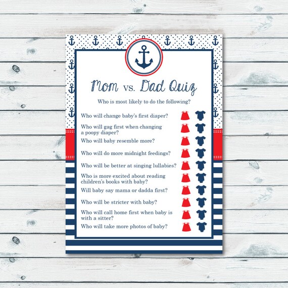 mom vs dad quiz baby shower game mommy vs daddy trivia game etsy