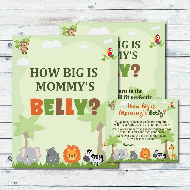 Measure Mommy S Belly Baby Shower Game Safari Animals Etsy