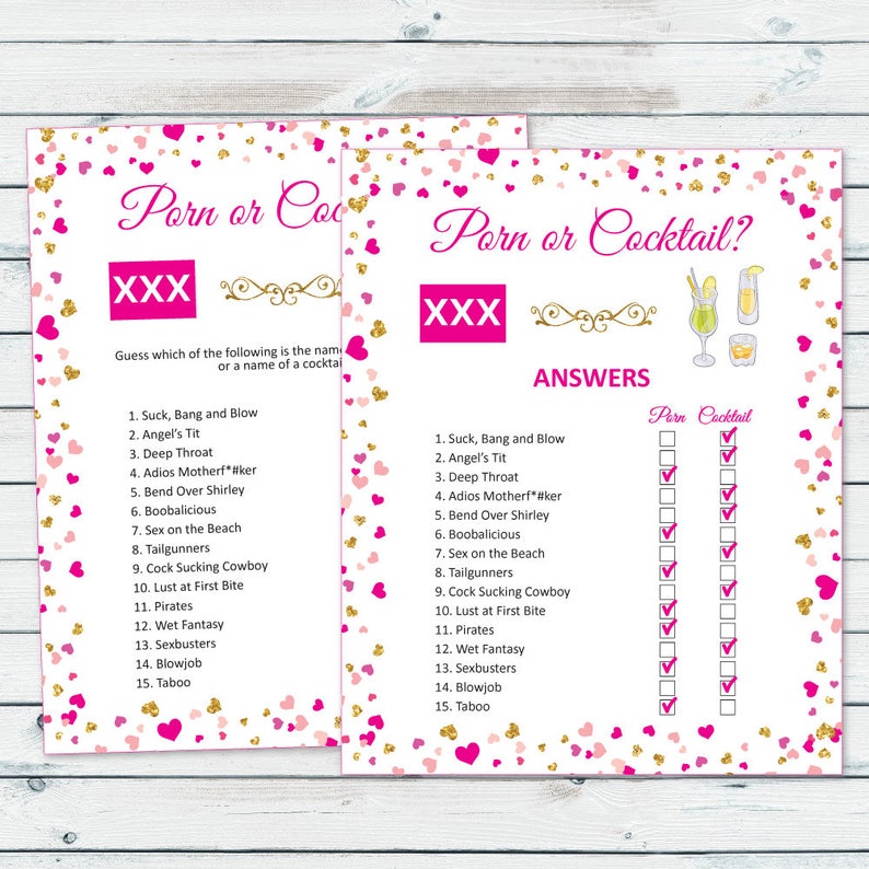 Naughty Bachelorette Game Pink and Gold Bridal Printable Etsy