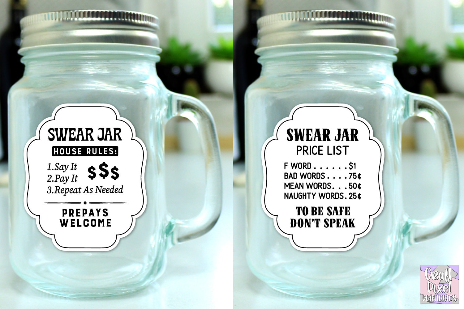 Swear Jar Stickers Png, Cussing Jar Png Stickers, Printable Jar Labels ...