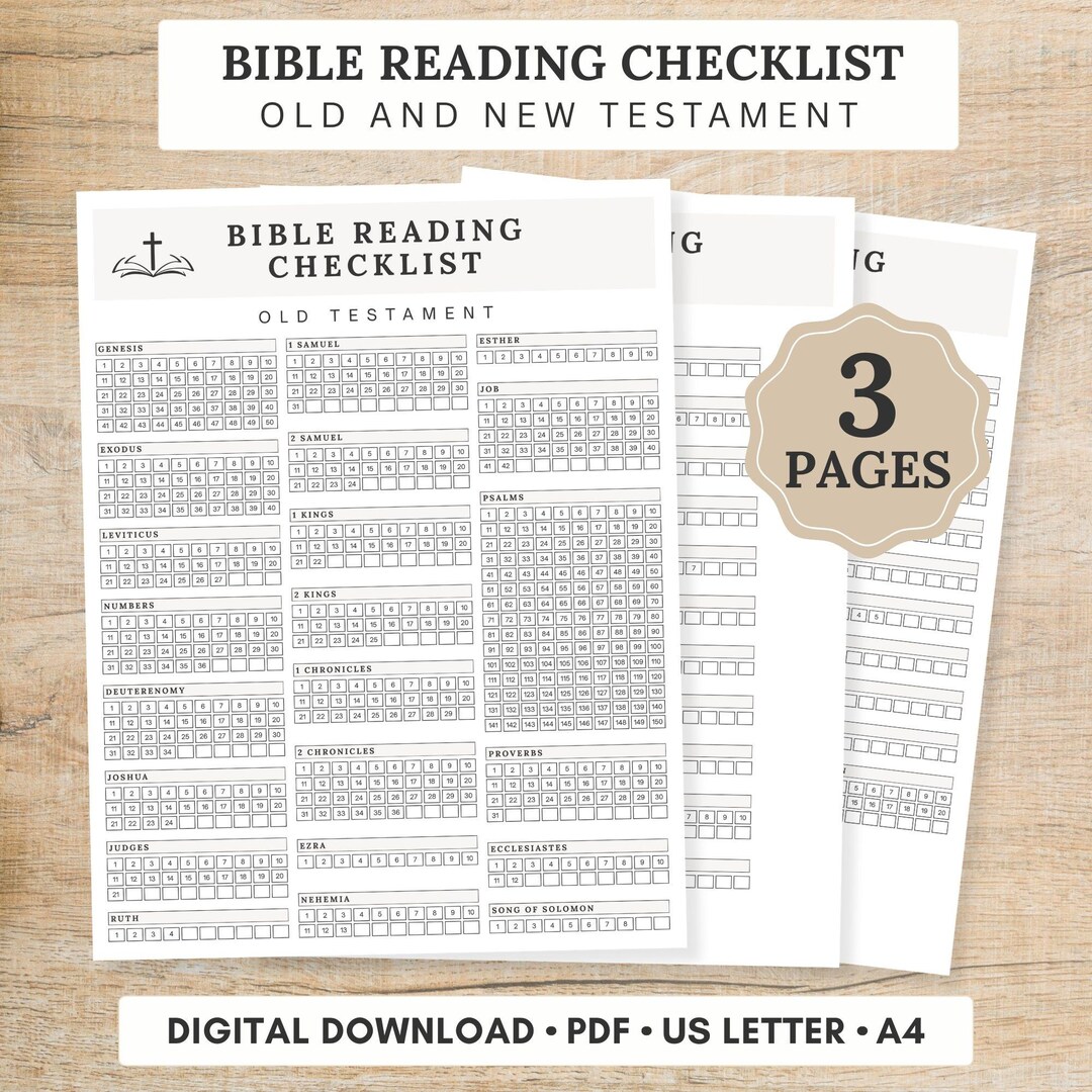 Bible Reading Checklist Printable, Old and New Testament Reading ...