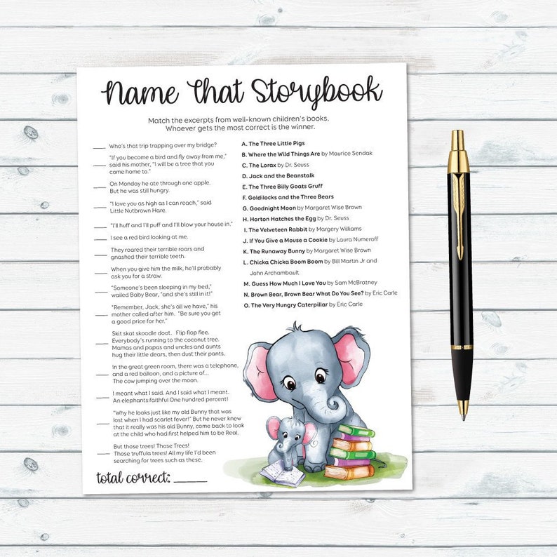 Name That Storybook Book Theme Baby Shower Storybook Baby Etsy Name That Storybook Book Theme Baby Shower Storybook Baby Etsy