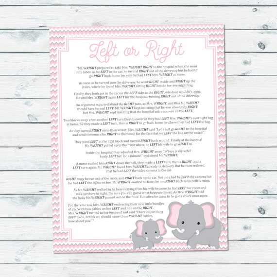Giochi Per Baby Shower: 10 Schede 'Chi Conosce Meglio La Mamma?' E 10 Carte 'Previsioni Sul Bambino' – Tema Elefante E Chevron