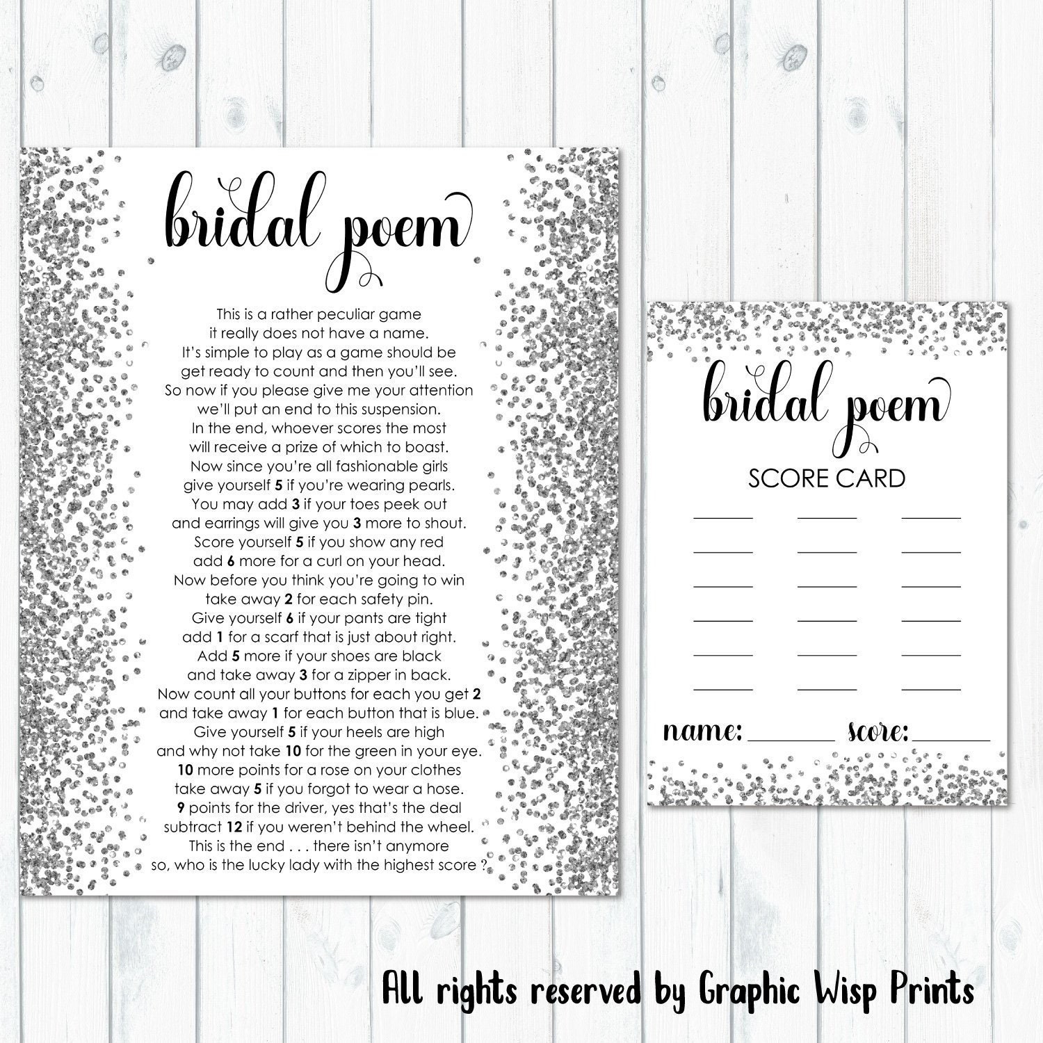 Bridal Shower Poem Bridal Shower Prize Bridal Poem Game - Etsy