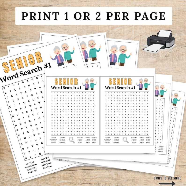Senior Word Search Printable Game, Elderly Brain Memory Activity, Word ...