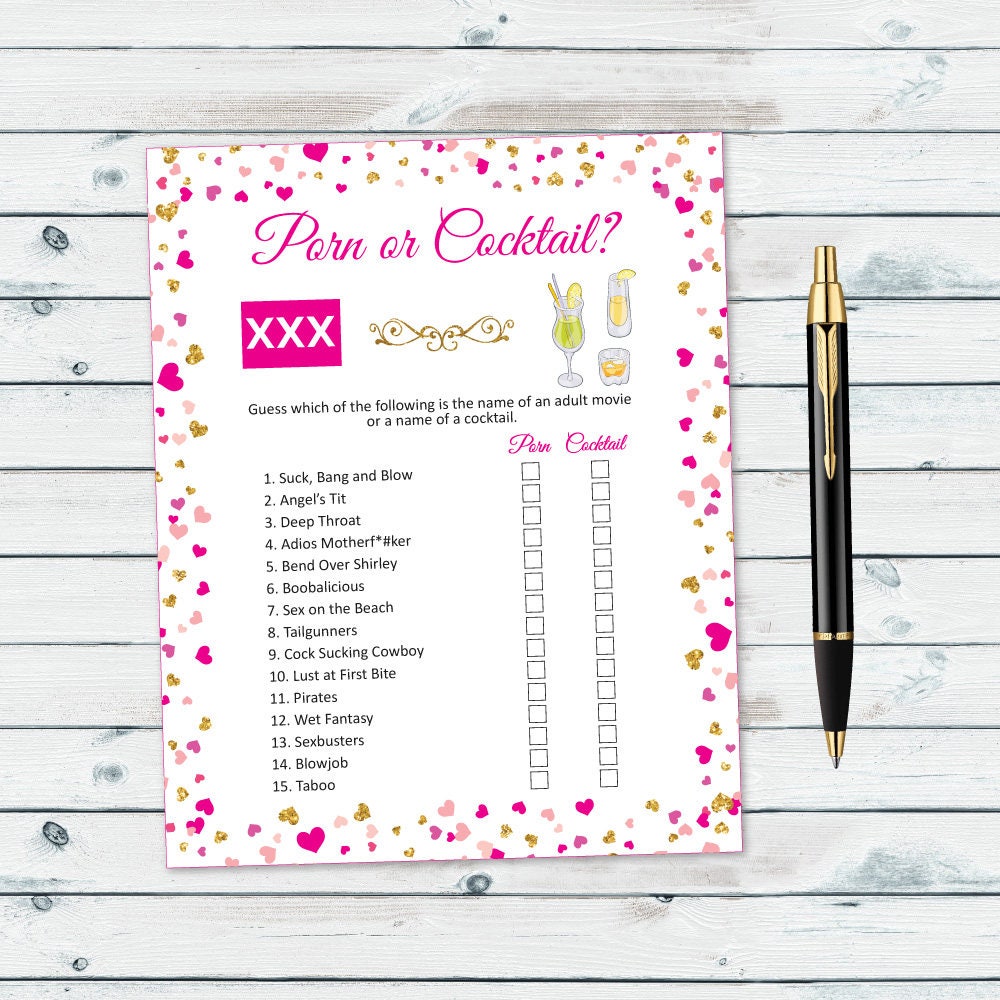 Xxx 7 Sal Vf - Naughty Bachelorette Game Pink and Gold Bridal Printable - Etsy