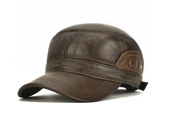 Mens leather caps for sale Clearance