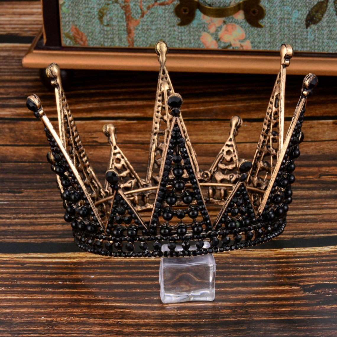 Black Bridal Crown Black Royal Crown Black Crystal Bridal Etsy