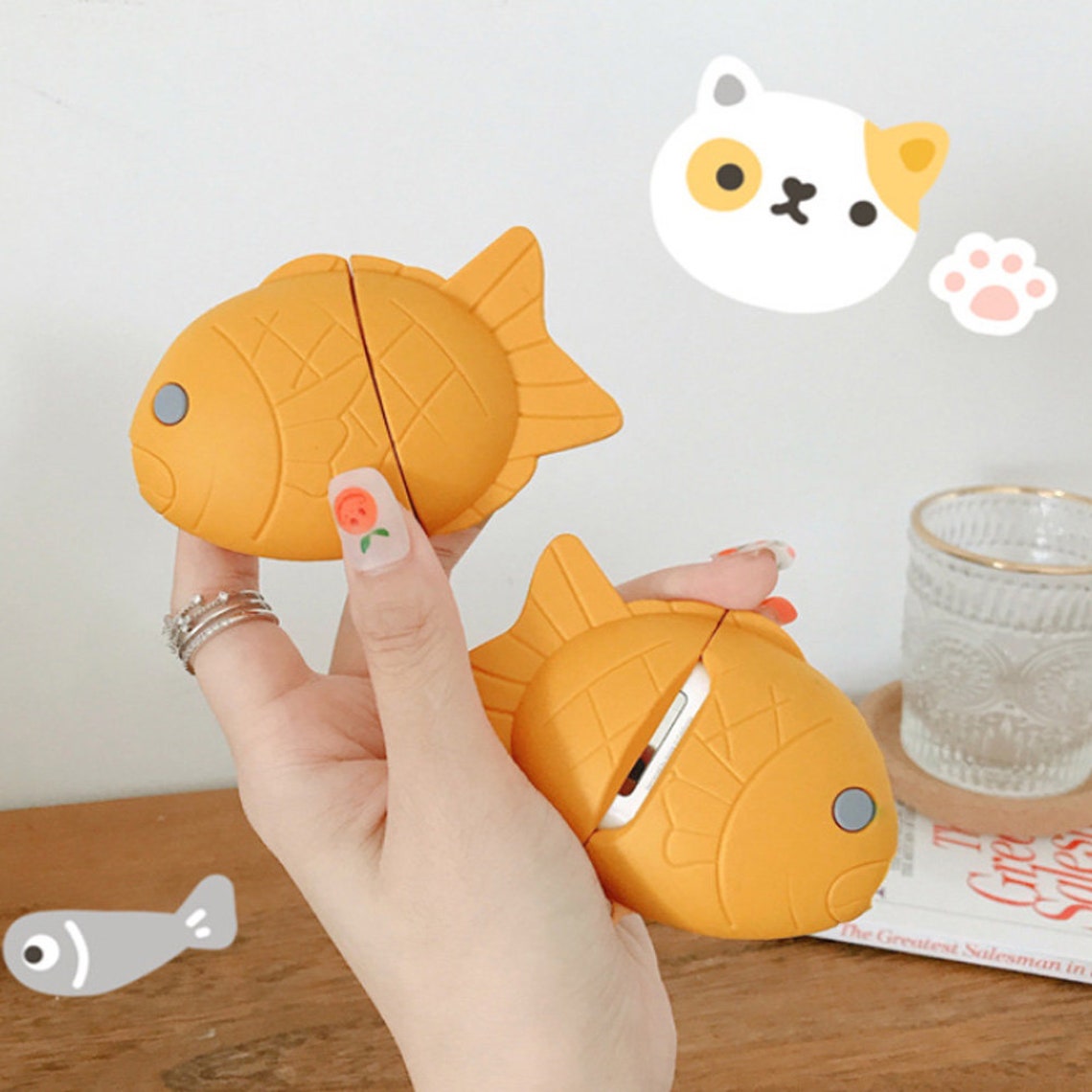 Cute Little Fish Silicone Airpods Case With Metal Keychain Etsy