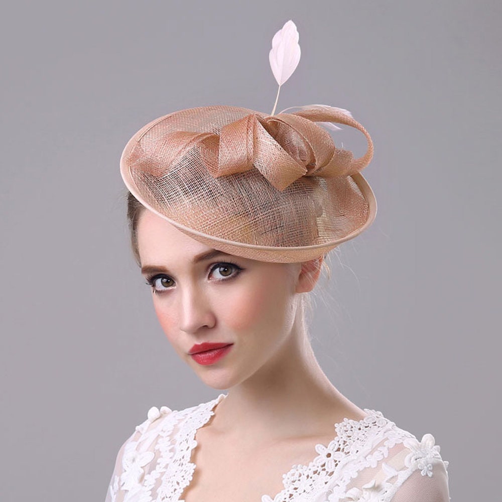 Pink Feather Fascinator Fancy Hat Wedding Hat British Hat Etsy