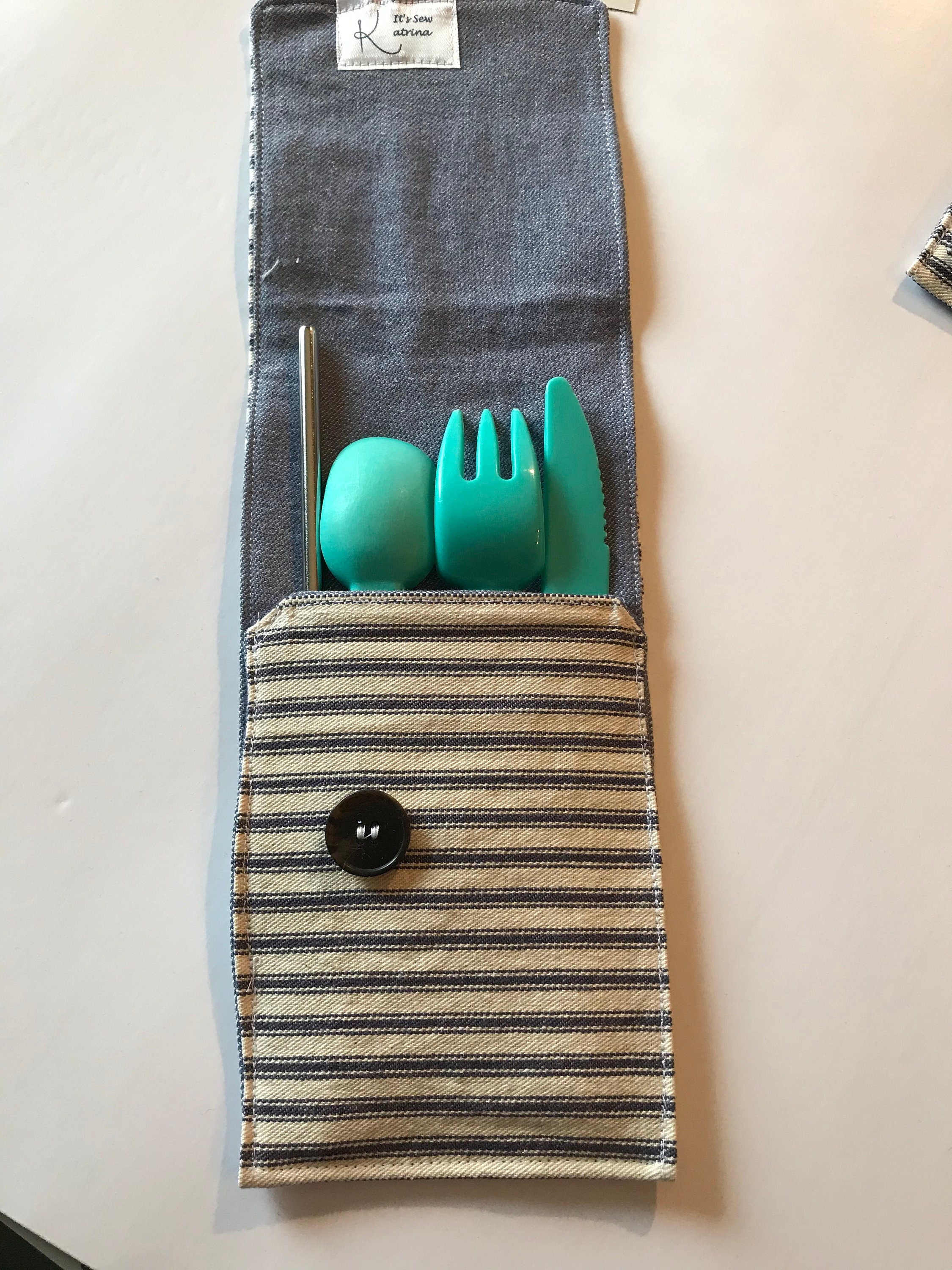 Reusable Striped Cutlery Pouch Small Zero Waste Pouch Eco Etsy